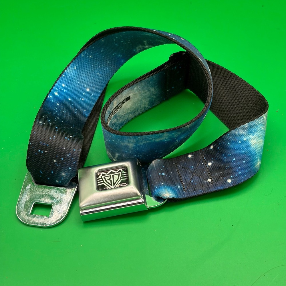 Buckle-Down Galaxy Blues Mens 24-38 Seatbelt Belt Blue Space Adjustable USA Made